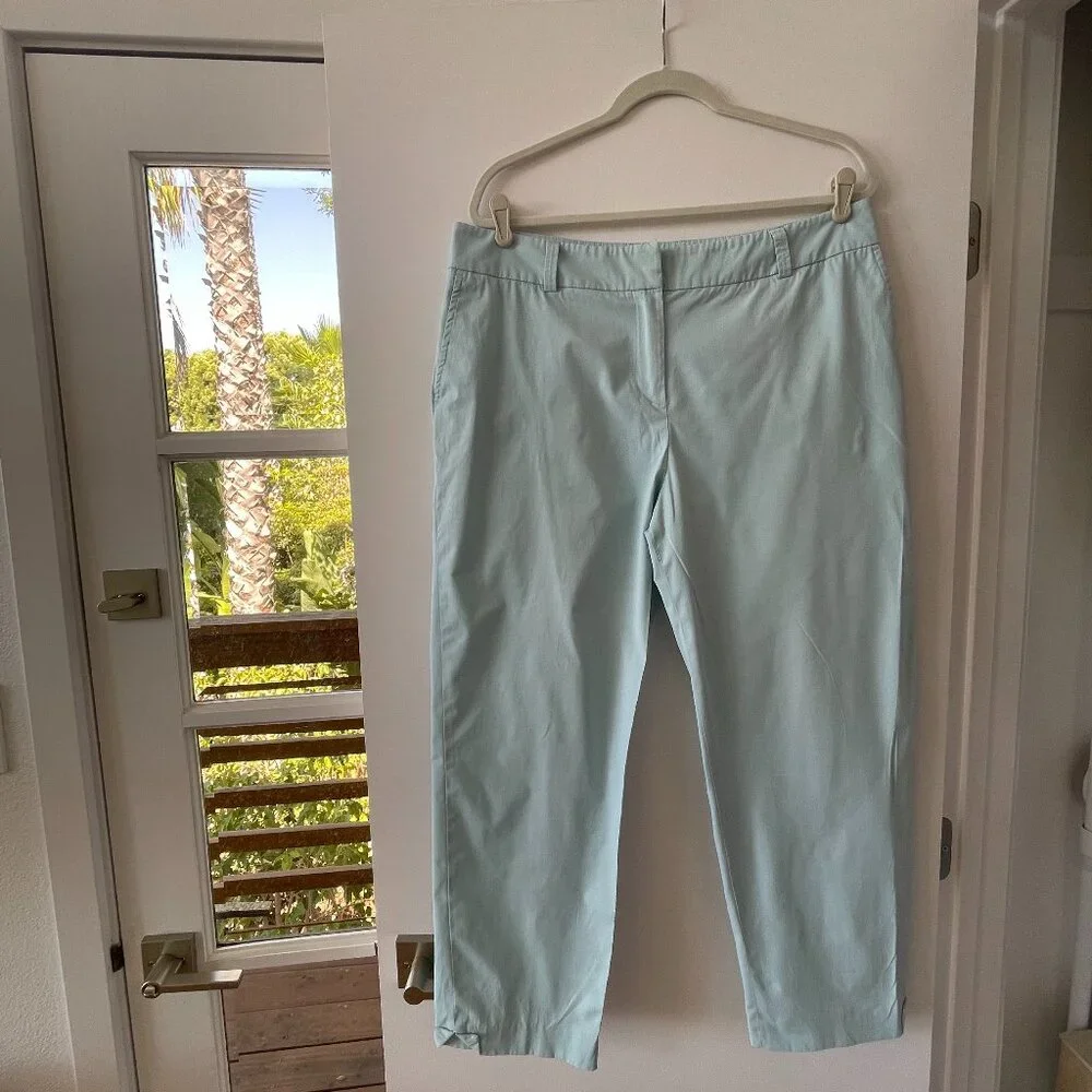 Pendleton Light Blue, Straight Leg Pants with Back Flap Pockets, Size 14